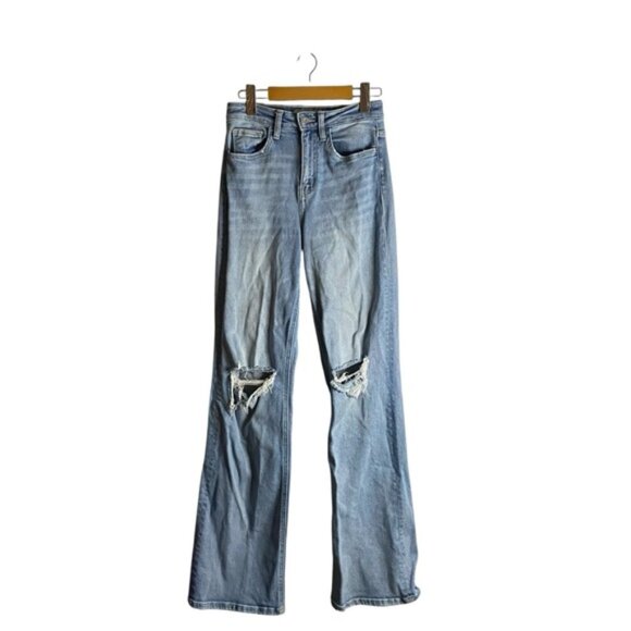 Vervet Blue Women's Light Wash High Waisted Distressed Denim Jeans - Picture 1 of 8